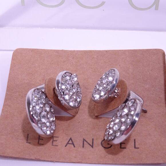 Neiman Marcus Lee Angel Crystal Two Way & Flower Earrings NWT 89 Ea Set 2 - Picture 2 of 4